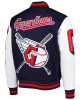 Men's Cleveland Guardians Mash Up Logo Varsity Navy Jacket Men's Cleveland Guardians Mash Up Logo Varsity Navy Jacket