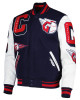 Men's Cleveland Guardians Mash Up Logo Varsity Navy Jacket Men's Cleveland Guardians Mash Up Logo Varsity Navy Jacket