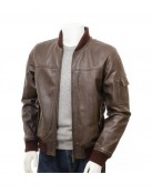 Men's Dark Brown Classic Elegant Leather Bomber Jacket