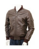 Men's Dark Brown Classic Elegant Leather Bomber Jacket Men's Dark Brown Classic Elegant Leather Bomber Jacket
