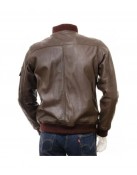 Men's Dark Brown Classic Elegant Leather Bomber Jacket