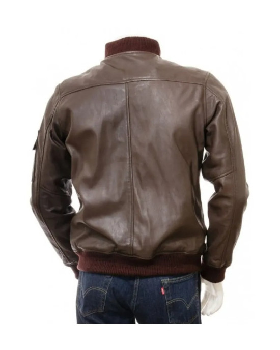 Men's Dark Brown Classic Elegant Leather Bomber Jacket Men's Dark Brown Classic Elegant Leather Bomber Jacket