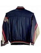 Men's FUBU Blue Leather Varsity Jacket