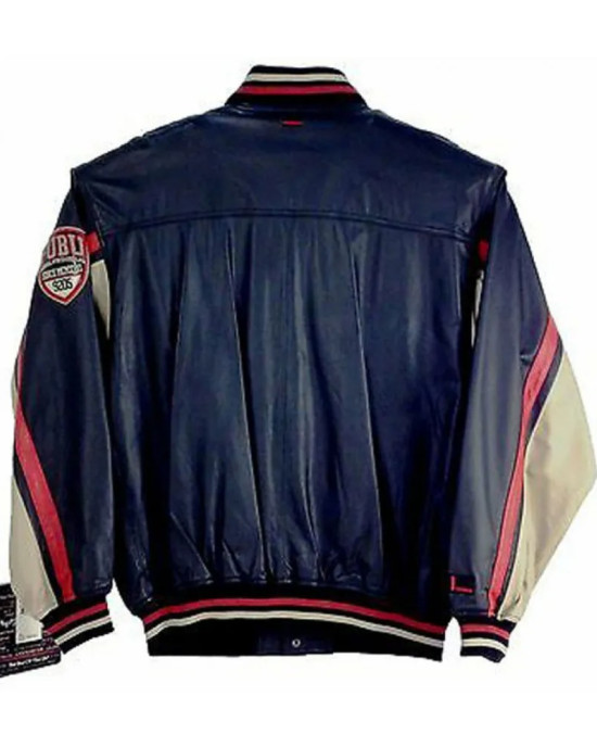 Men's FUBU Blue Leather Varsity Jacket Men's FUBU Blue Leather Varsity Jacket