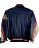 Men's FUBU Blue Leather Varsity Jacket Men's FUBU Blue Leather Varsity Jacket