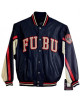 Men's FUBU Blue Leather Varsity Jacket Men's FUBU Blue Leather Varsity Jacket