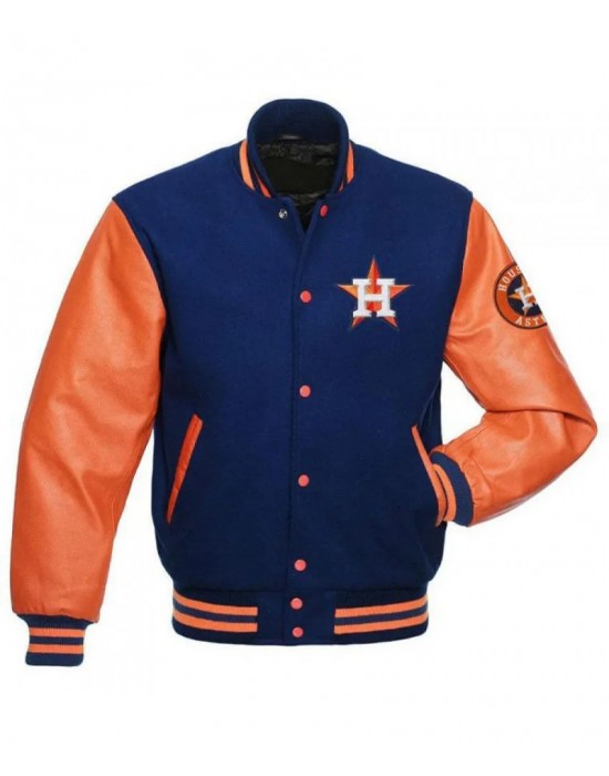 Men's Houston Astros Blue and Orange Varsity Jacket