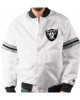 Men's Raiders White Satin Varsity Bomber Jacket Men's Raiders White Satin Varsity Bomber Jacket