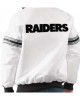 Men's Raiders White Satin Varsity Bomber Jacket Men's Raiders White Satin Varsity Bomber Jacket