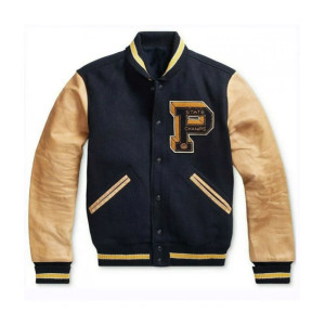 Men's State Champs Blue and Brown Varsity Jacket