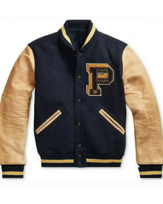Men's State Champs Navy Blue and Brown Jacket Men's State Champs Navy Blue and Brown Jacket