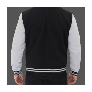 Men's Varsity Black and Gray Baseball Bomber Jacket