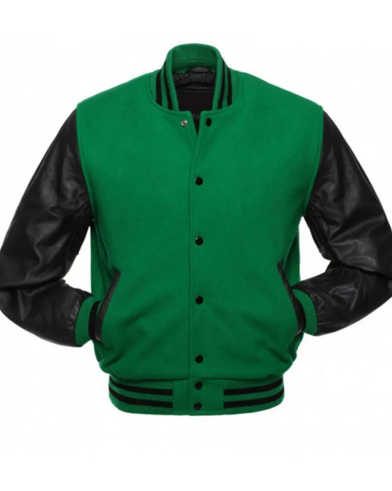 Men's Varsity Black and Green Jacket Men's Varsity Black and Green Jacket