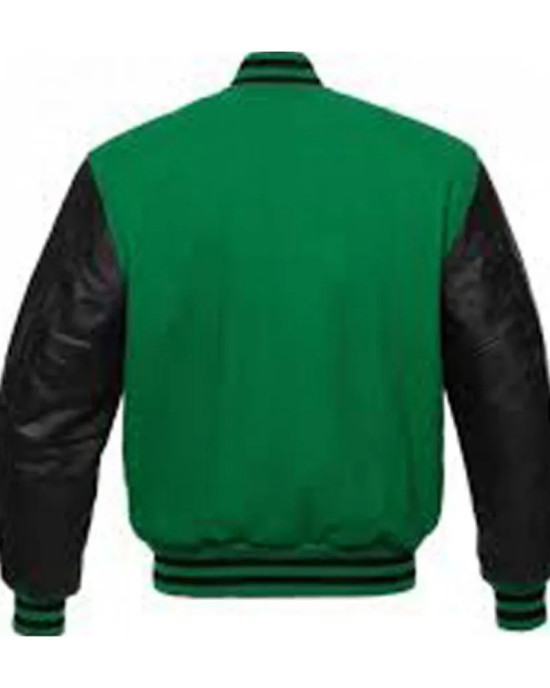 Men's Varsity Black and Green Jacket Men's Varsity Black and Green Jacket