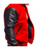 Men's Varsity Bomber Red Wool and Leather Jacket Men's Varsity Bomber Red Wool and Leather Jacket