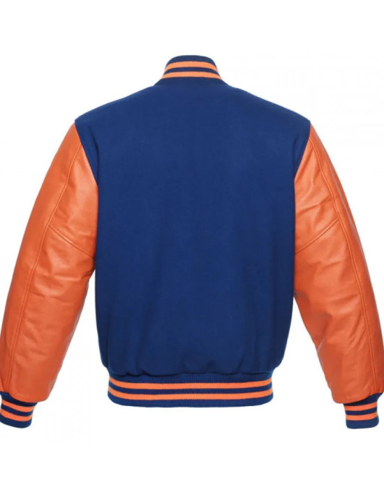 Men's Varsity Orange and Royal Blue Letterman Jacket Men's Varsity Orange and Royal Blue Letterman Jacket