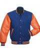 Men's Varsity Orange and Royal Blue Letterman Jacket Men's Varsity Orange and Royal Blue Letterman Jacket