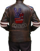 Mens American Flag Brown Leather Jacket Mens American Flag Brown Leather Jacket