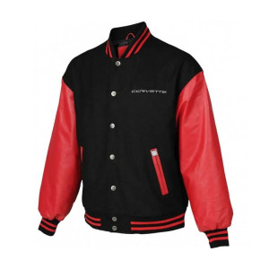 Mens Baseball Corvette Varsity Round Collar Bomber Letterman Jacket