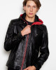 Mens Black Red Hood Leather Black Costume Jacket Mens Black Red Hood Leather Black Costume Jacket