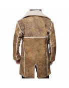 Mens Bohannon Distressed Windbreaker Toggle Closure Suede Shearling Coat