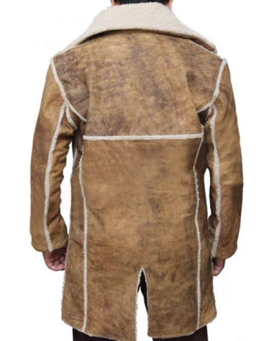 Mens Bohannon Distressed Windbreaker Toggle Closure Suede Shearling Coat Mens Bohannon Distressed Windbreaker Toggle Closure Suede Shearling Coat