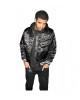 Mens Casual Black Bomber Satin Hooded Varsity Jacket Mens Casual Black Bomber Satin Hooded Varsity Jacket