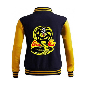 Mens Cobra Kai Moletom Karate Kid Varsity Letterman Bomber Jacket