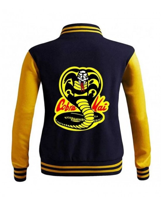 Mens Cobra Kai Moletom Karate Kid Varsity Letterman Bomber Jacket