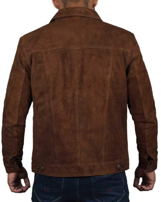 Mens Dark Brown Suede Leather Jacket