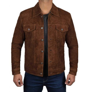 Mens Dark Brown Suede Leather Jacket