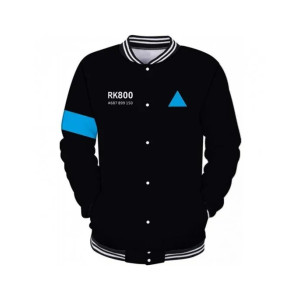 Mens Detroit Become Human RK800 Connor Bomber Black Varsity Wool Jacket