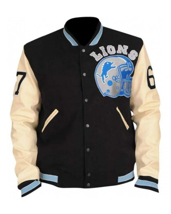 Mens Eddie Murphy Detroit Lions Beverly Hills Cop Axel Foley Letterman Varsity Leather Jacket
