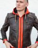 Mens Goku Orange Hood Brown Leather Costume Jacket Mens Goku Orange Hood Brown Leather Costume Jacket