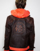 Mens Goku Orange Hood Brown Leather Costume Jacket Mens Goku Orange Hood Brown Leather Costume Jacket