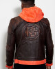 Mens Goku Orange Hood Brown Leather Costume Jacket Mens Goku Orange Hood Brown Leather Costume Jacket