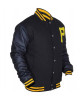 Mens Pittsburgh Pirates P Logo Baseball Majestic Varsity Black Letterman Bomber Jacket