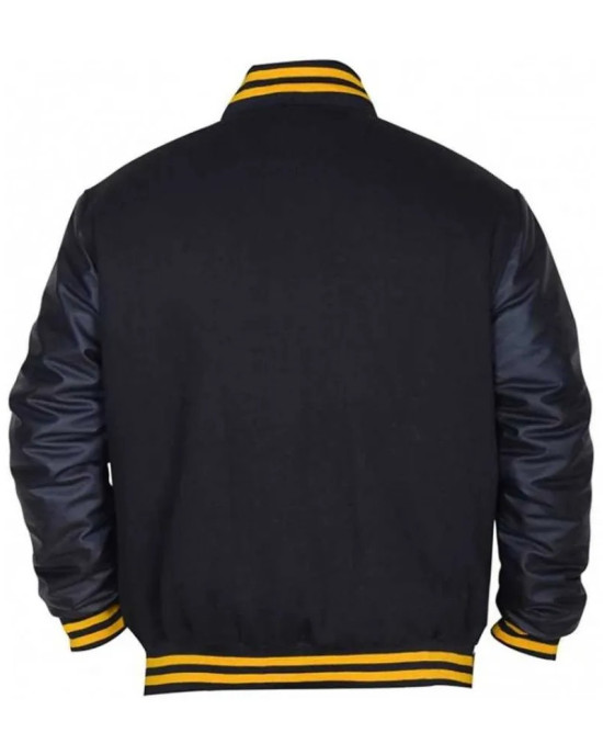 Mens Pittsburgh Pirates P Logo Baseball Majestic Varsity Black Letterman Bomber Jacket