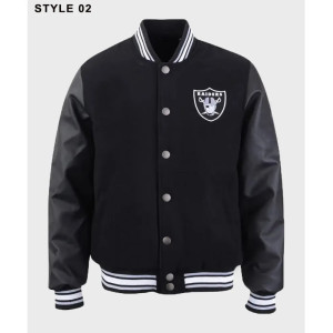 Mens Raiders Black Varsity Jacket