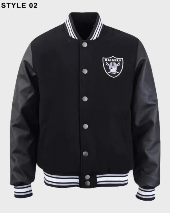 Mens Raiders Black Varsity Jacket Mens Raiders Black Varsity Jacket