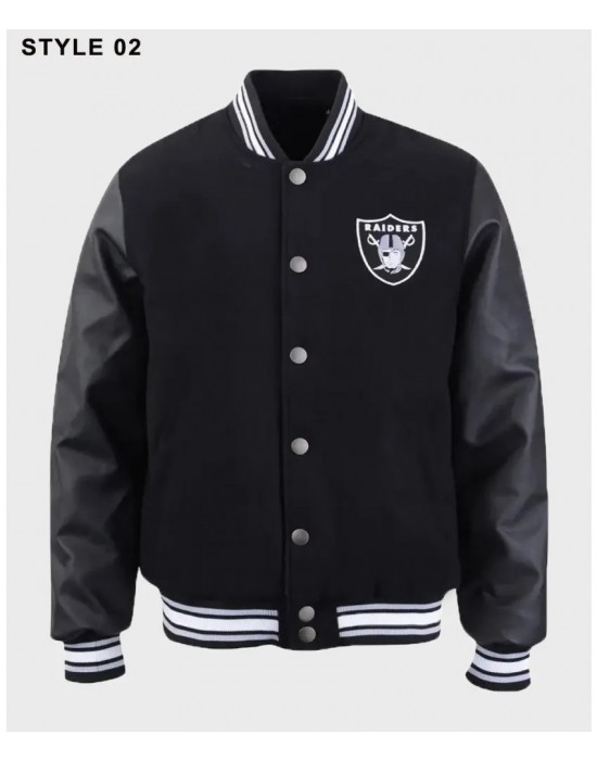 Mens Raiders Black Varsity Jacket