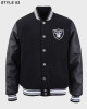 Mens Raiders Black Varsity Jacket Mens Raiders Black Varsity Jacket