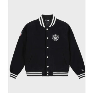 Mens Raiders Black Wool Varsity Jacket