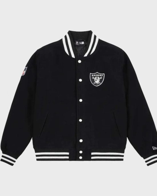Mens Raiders Black Wool Varsity Jacket Mens Raiders Black Wool Varsity Jacket
