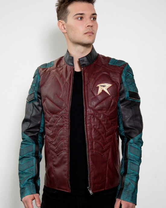 Mens Robin The Titans Leather Halloween Costume Jacket Mens Robin The Titans Leather Halloween Costume Jacket