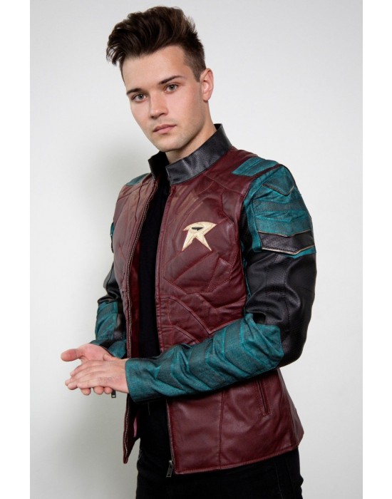Mens Robin The Titans Leather Halloween Costume Jacket