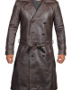 Mens Rorschach Distressed Brown Travelling Winter Long Trench Leather Coat Mens Rorschach Distressed Brown Travelling Winter Long Trench Leather Coat