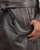 Mens Rorschach Distressed Brown Travelling Winter Long Trench Leather Coat Mens Rorschach Distressed Brown Travelling Winter Long Trench Leather Coat