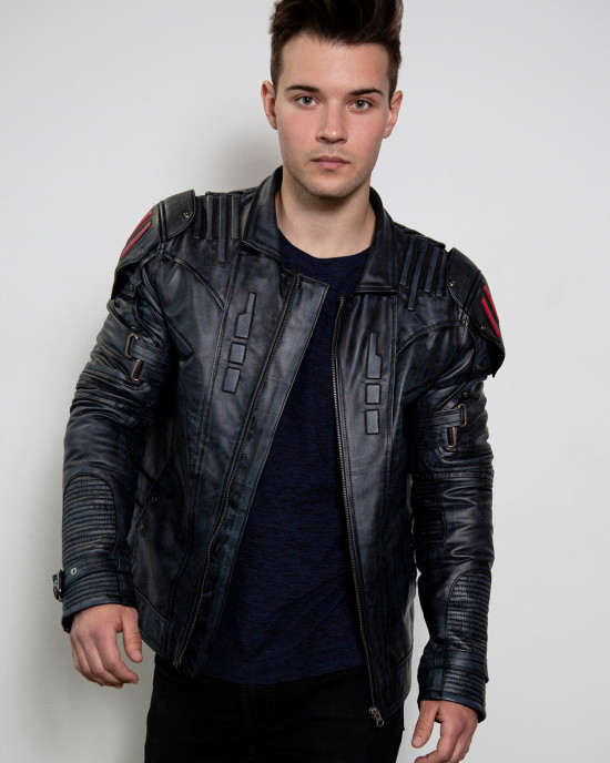 Mens Transformers Autobot Shield Black Armor Leather Jacket