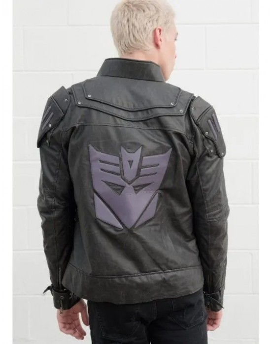 Mens Transformers Black Armor Leather Costume Jacket